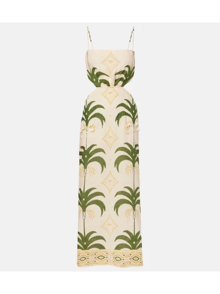 Rochie midi Johanna Ortiz de in cu imagine până la genunchi alb