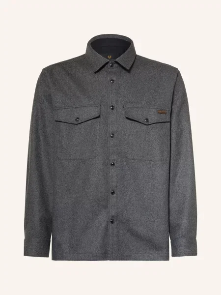 Belstaff Svrchní Košile Castle Z Flanelu tmavě šedá