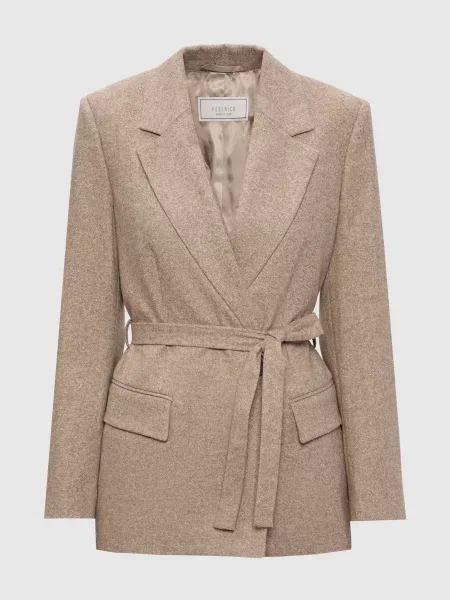 Двобортний жакет з вовною та шовком Peserico бежевий