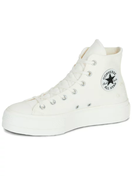 Členkové topánky Converse na platforme korálky biela