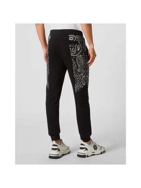 Spodnie dresowe Philipp Plein z wzorem paisley do biegania czarne