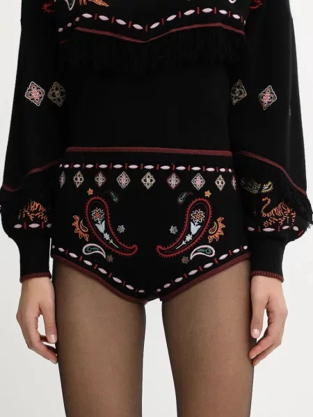 Къс панталон Never Fully Dressed с десен с висока талия черно