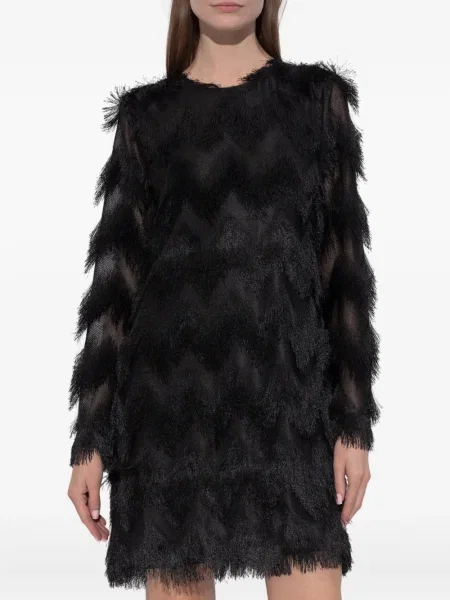 Rochie maxi Munthe cu franjuri lungă de costum negru