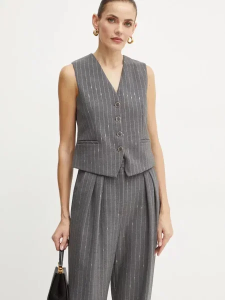 Simona Corsellini kamizelka z domieszką wełny jednorzędowa szary