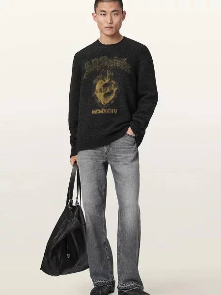 AllSaints sweter z wełną SCARED czarny