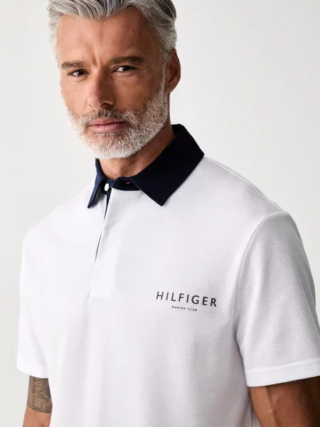 Tommy Hilfiger тениска с яка мъжка с бяло