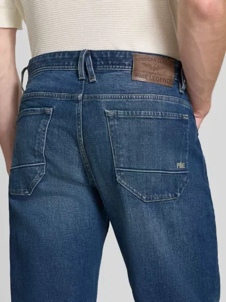 Jeansy o kroju straight fit z mieszanki bawełny model Wingload' Pme Legend granatowe