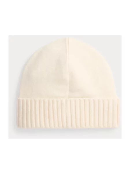 Czapka beanie z detalem z logo Lauren Ralph Lauren beżowa