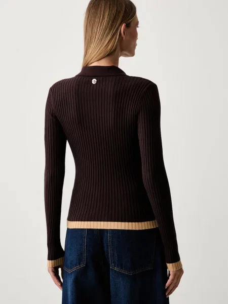 Twinset sweter z wiskozą brązowy