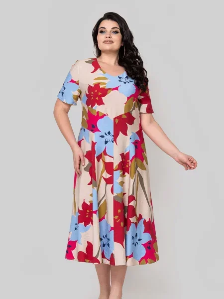 Лляна Сукня міді All Posa малиновий