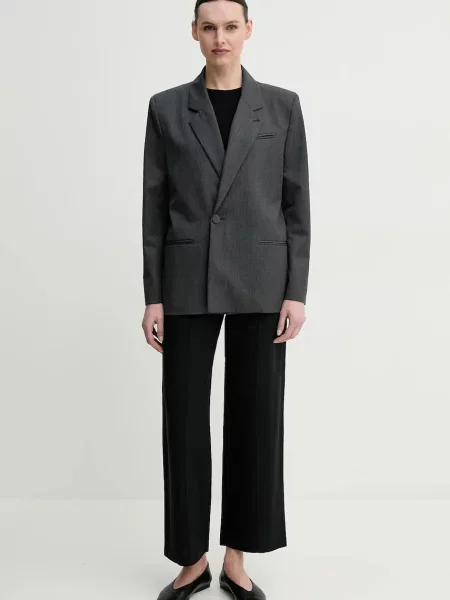 Піджак з домішкою вовни Won Hundred однобортний однотонний сірий