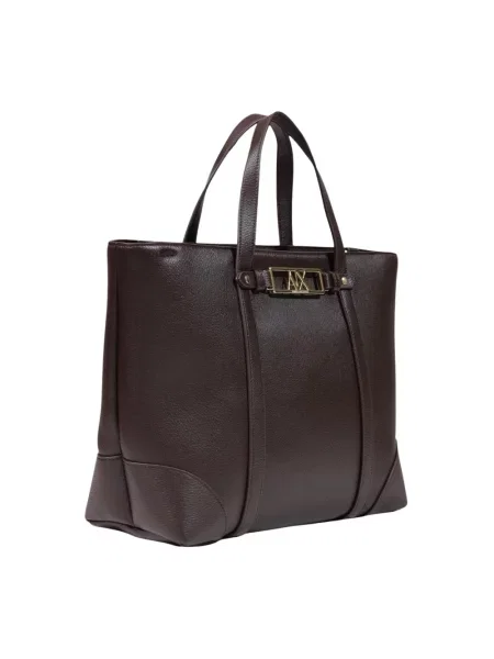 Armani Exchange torebka shopper z imitacji skóry brązowa