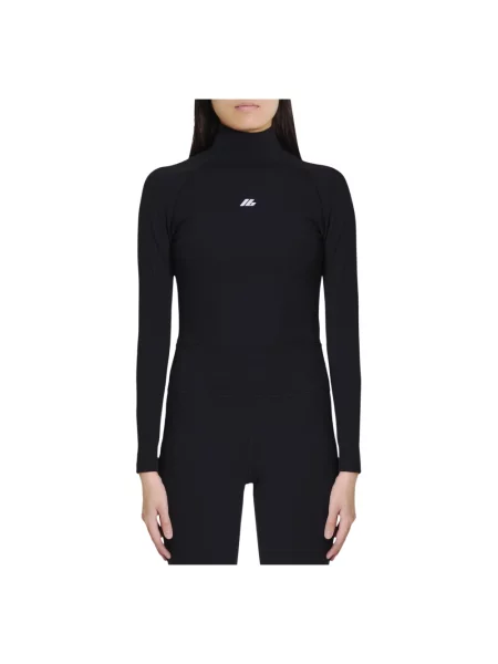 Lniany sweter z golfem Balenciaga czarny