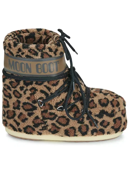 Fleecová fleecová mikina Moon Boot s leopardím vzorom hnedá