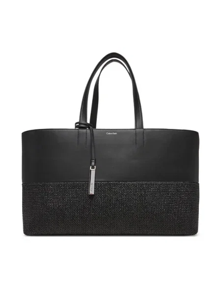 Calvin Klein Дамска чанта Ck Mixmedia Shopper_Raffia черен