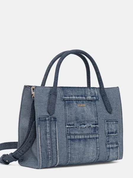 Guess geantă shopper pentru femei din denim JODI albastru