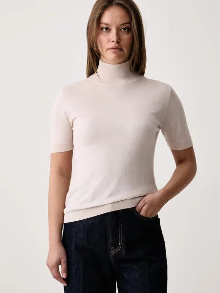 Kaos tricou tricotat pentru femei din lână bej
