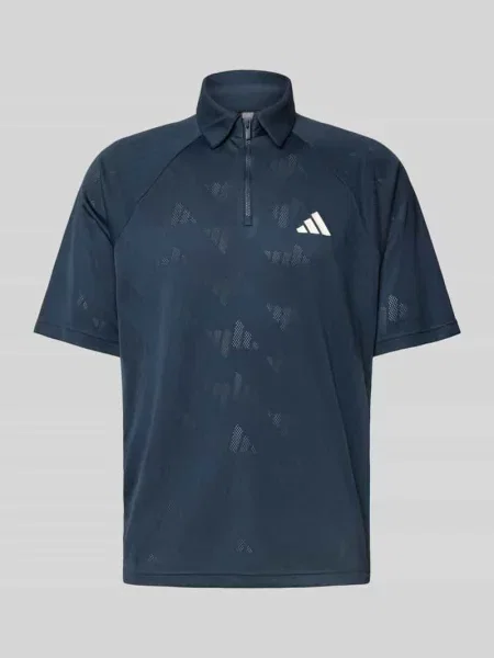 Koszulka polo o kroju regular fit z logo i zamkiem błyskawicznym Adidas Sportswear granatowe