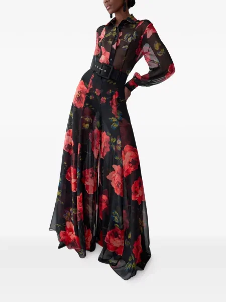 Pantaloni Carolina Herrera cu imagine cu picior lat negru