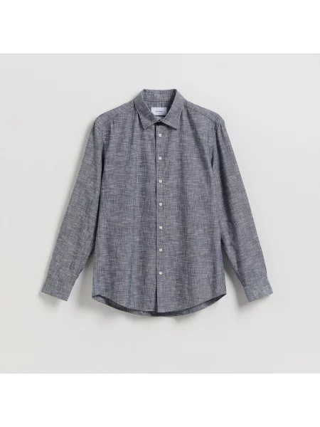 Reserved Hladká košile regular fit tmavě šedá