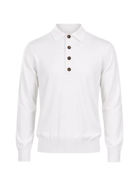 Lung tricou polo Eleventy alb