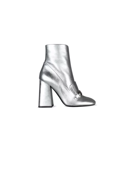 Buty do kostki Burberry skórzane szare