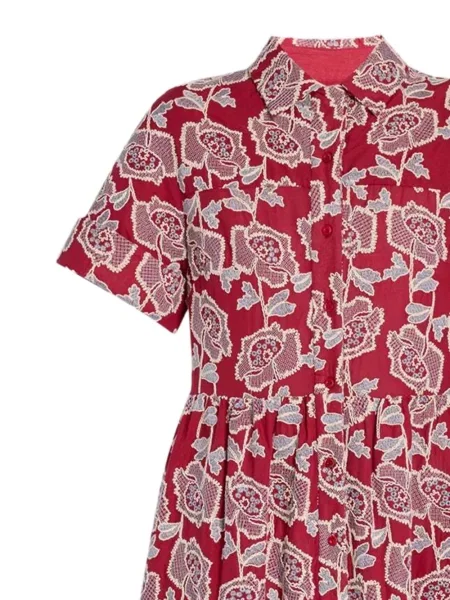 Rochie tip cămașă Erdem cu model floral roșu