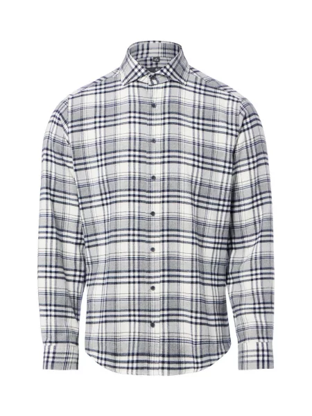 Nils Sundström koszula flanelowa Mężczyźni Modern Fit S biały