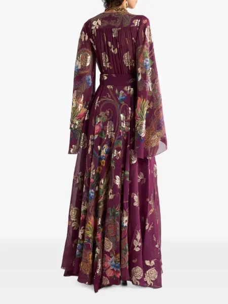 Rochie Etro de mătase cu model floral cu imagine roșu