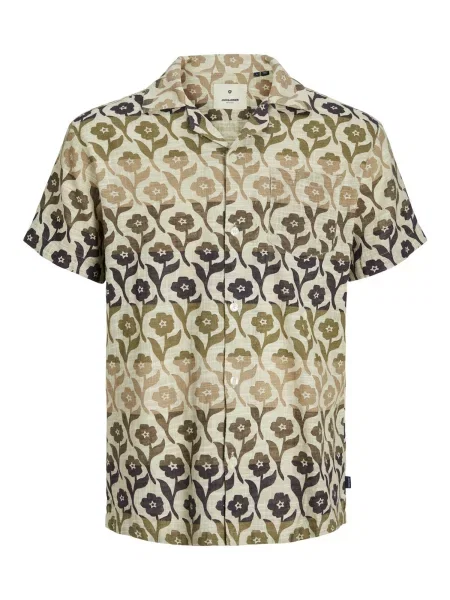 JACK & JONES Cămașă JJFlores amestecat / maro / maro deschis / oliv bej