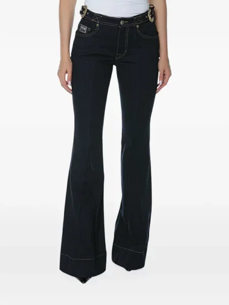 Blugi evazați Versace Jeans Couture cu cataramă evazate albastru
