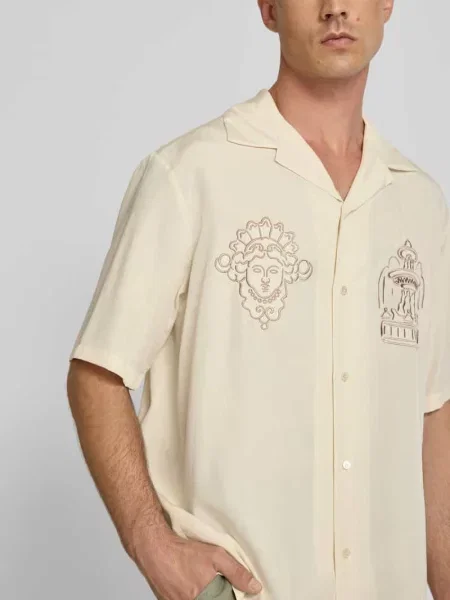 Koszula casualowa z mieszanka lyocellu Maison Kitsune beżowa