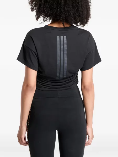Tricou Adidas cu dungi cu broderie alergare gri