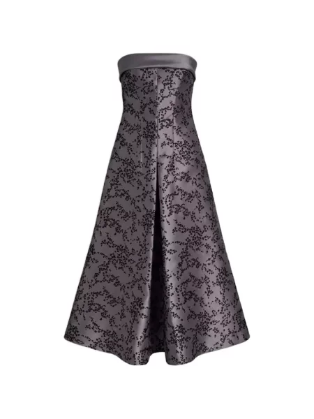 Rochie midi Alberta Ferretti cu paiete fără bretele gri
