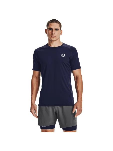 Тениска Under Armour Hg Armour Fitted Ss Midnight Navy XL бяло