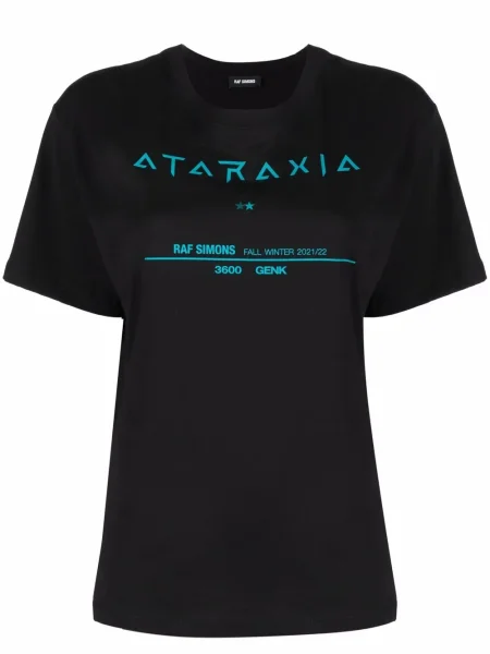 Krótka koszulka Raf Simons z nadrukiem czarna