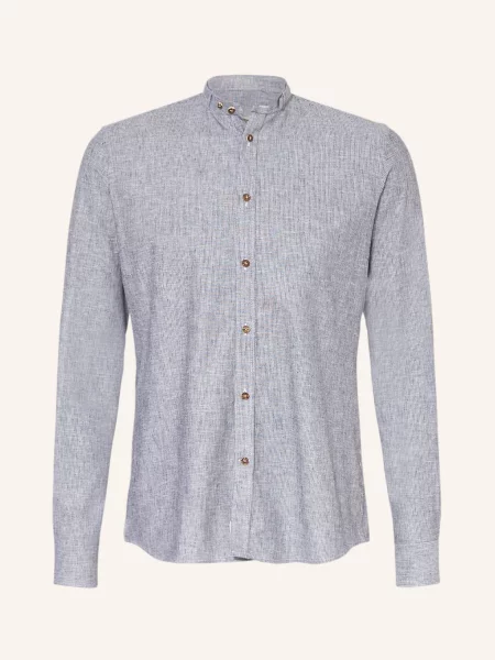 Gottseidank Krojová Košile Lenz Slim Fit tmavě šedá bílá