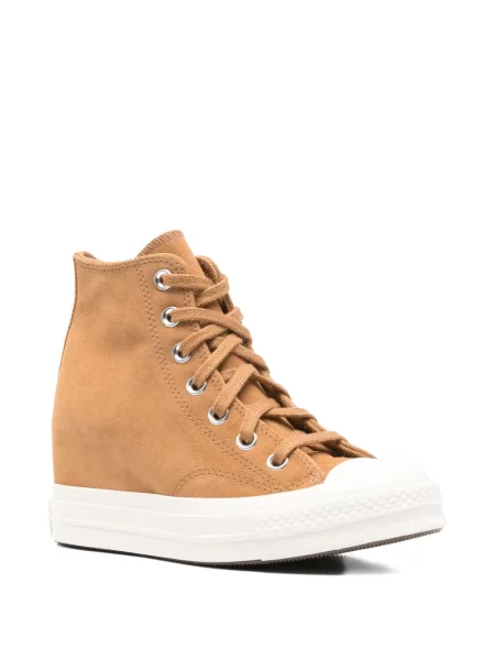 Маратонки Converse Chuck 70 с връзки на платформе с дантела кафяво