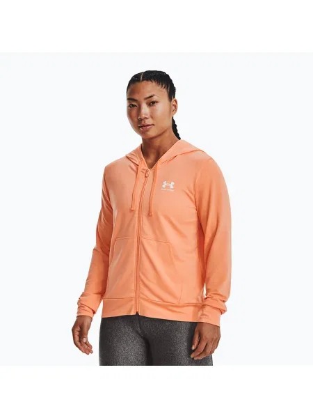 Under Armour дамски суитшърт за тренировки Rival Terry FZ Hoodie orange оранжево