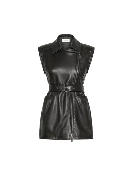 Kamizelka Sportmax skórzana czarna