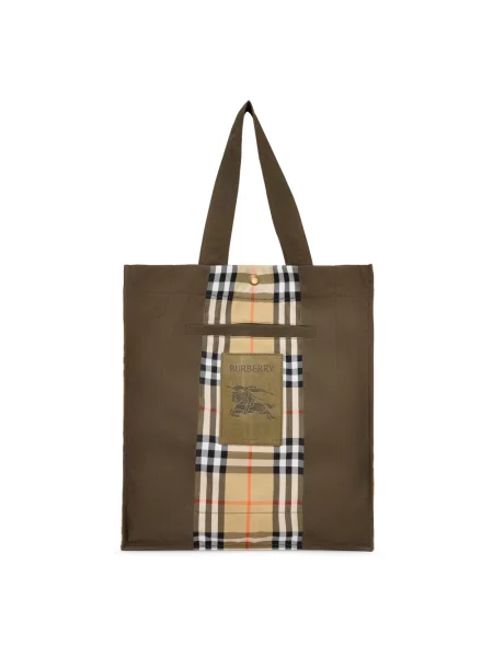 Trencz Burberry skórzany w kratę zielony