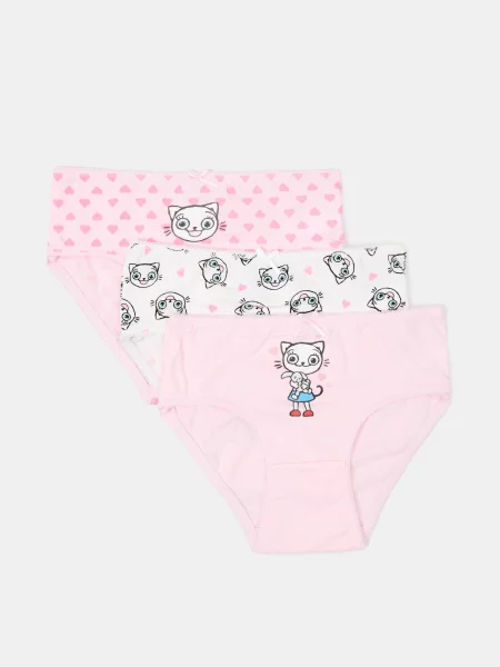 Sinsay kalhotky s potiskem Kočička Kočička 3 pack vícebarevná