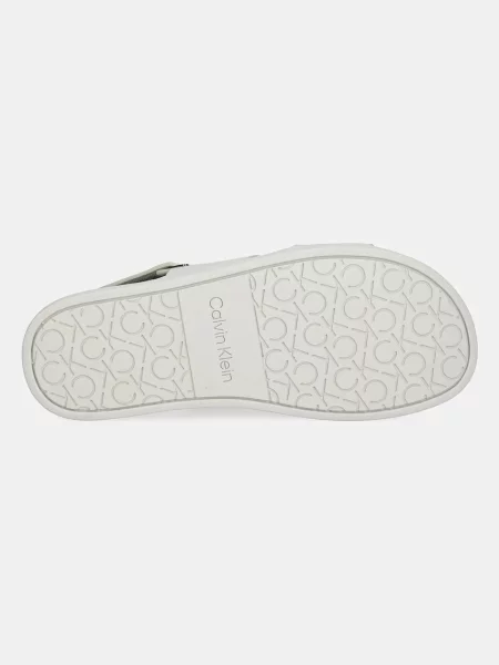 Calvin Klein bőr szandál FLAT ADJ SANDAL EYELET bézs