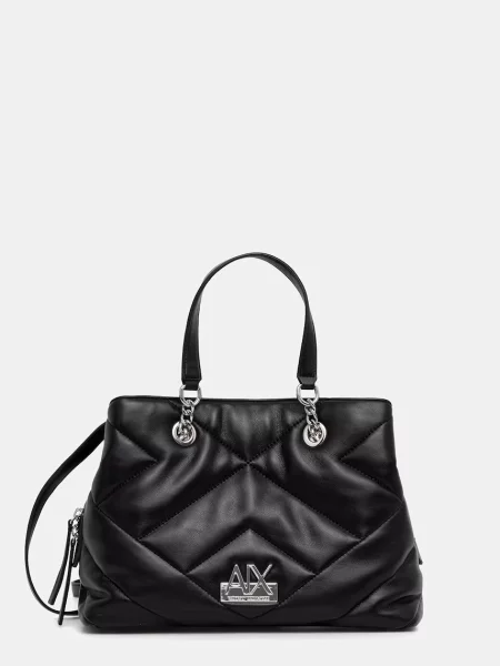 Armani Exchange geantă crossbody pentru femei cu imitație de piele negru
