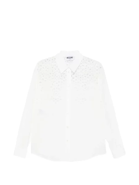 Cămașă de blugi Moschino Jeans cu broderie alb