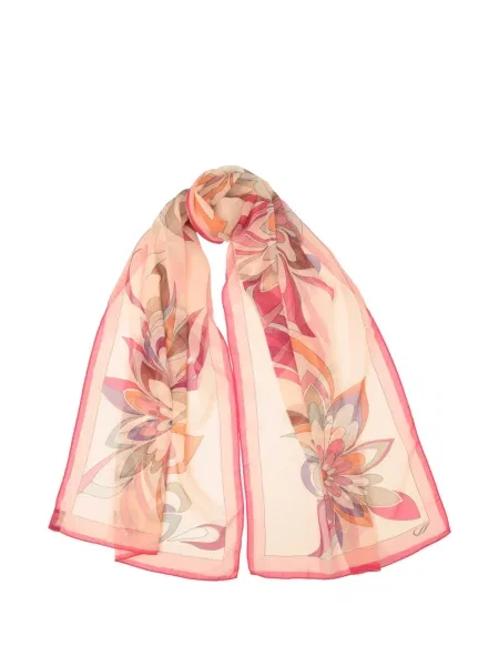 Fular Elizabetta de mătase cu model floral cu imagine roz