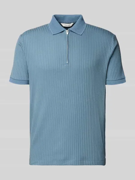 Koszulka polo o kroju regular fit z dodatkiem bawełny Model FAVE' Selected Homme błękitne