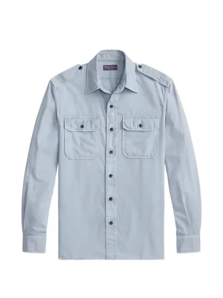 Cămașă Ralph Lauren Purple Label din țesătură twill albastru