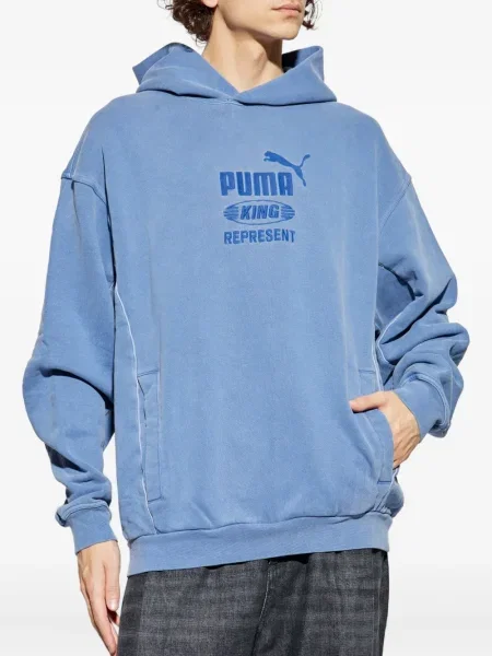Pulover Puma cu broderie cu glugă albastru