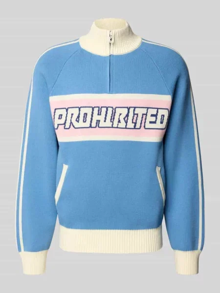 Sweter z dzianiny z logo i zamkiem błyskawicznym Prohibited
